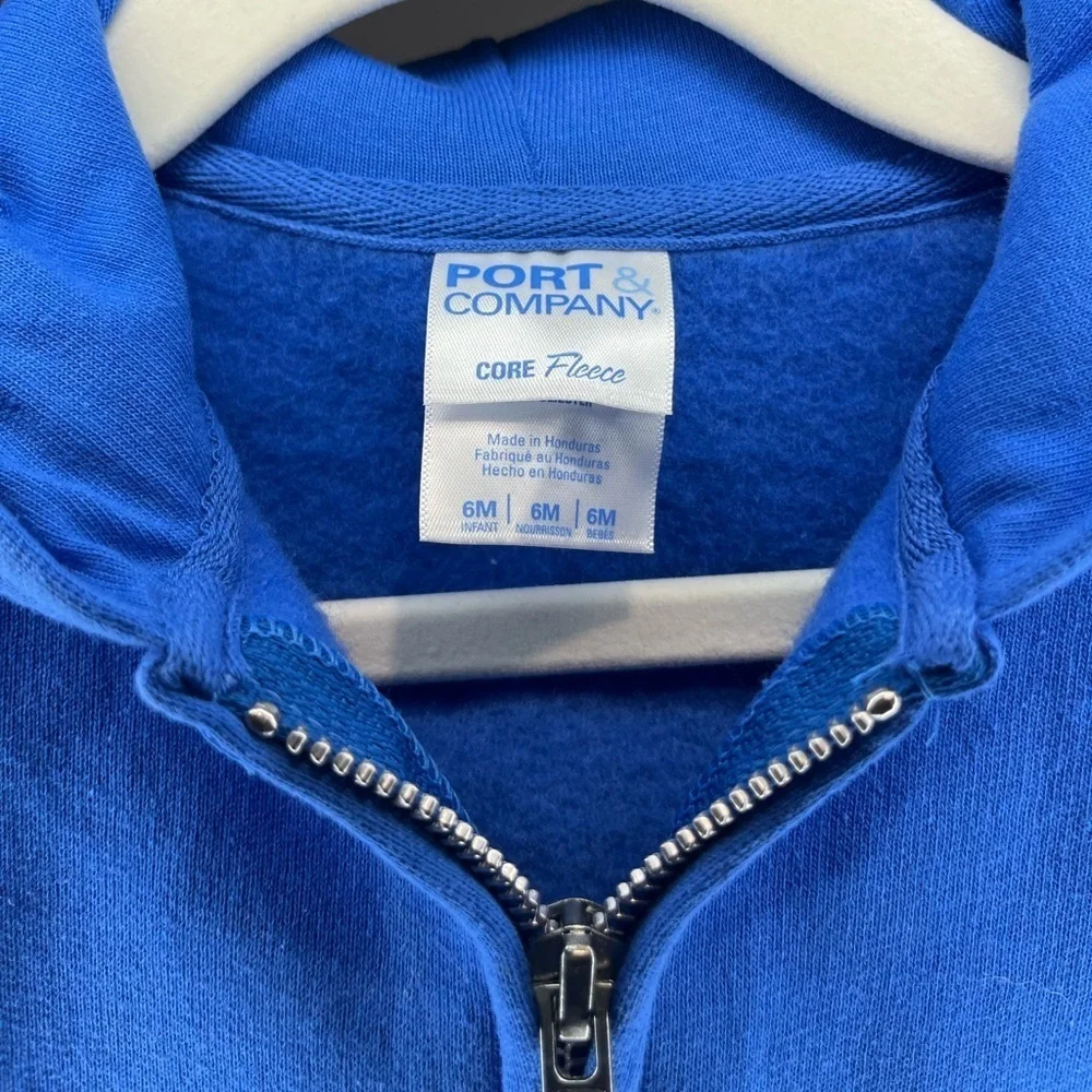 Port & Company Core Fleece Blue Baby Zip-Up Hoodie size 6m